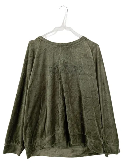 JOOP! Damen Samt Pullover Velours Sweatshirt Oliv Gr. XL Logo