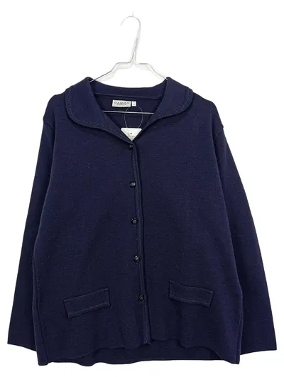 C&A Canda Damen Strickjacke Gr. L/42 Blau Klassisch Knopfleiste