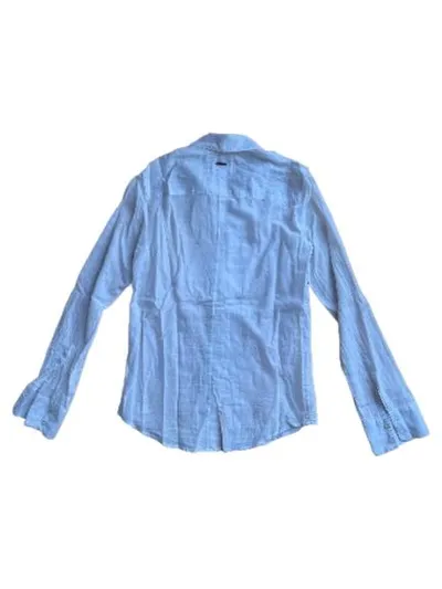 Diesel Damen Hemdbluse Weiß Rüschen Langarm Gr. S 36 Baumwolle