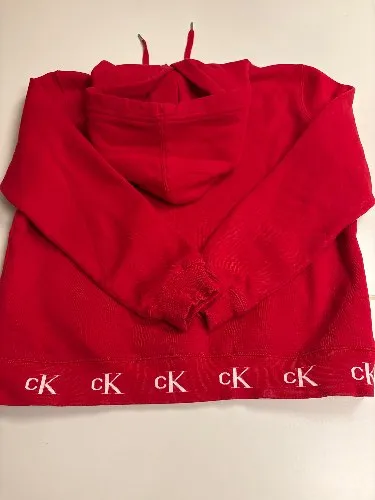 Calvin Klein Jeans Hoodie Damen Gr. S Rot Logo Bund Kapuzenpullover