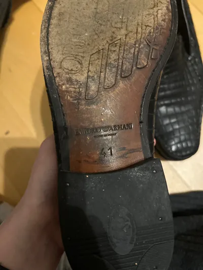 Emporio Armani Herren Slipper Mokassin Kroko-Optik Schwarz Gr. 41