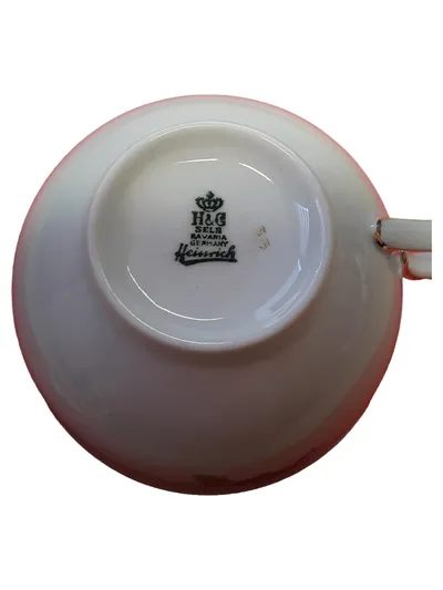 Heinrich Porzellan Tasse Vintage Blumenmuster Weiß 10 cm Alltag