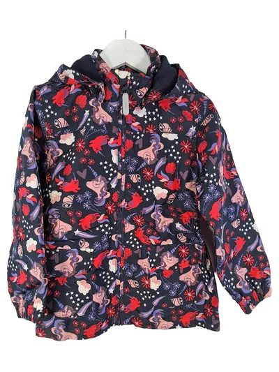 NAME IT Kinder Winterjacke Mädchen Gr. 110 Einhorn Muster Kapuze