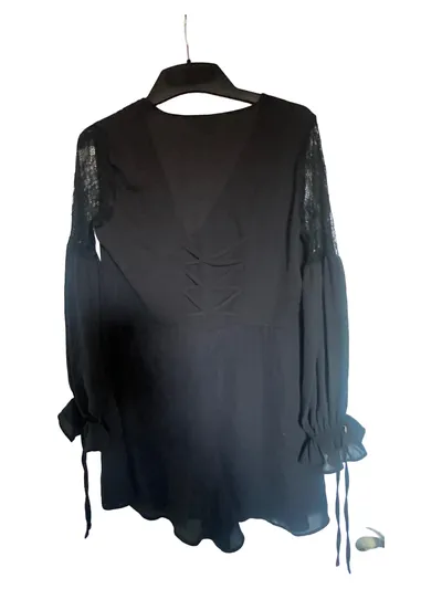 ASOS Spitzenkleid Damen Elegant Schwarz Gr. 40 Langarm Party Minikleid