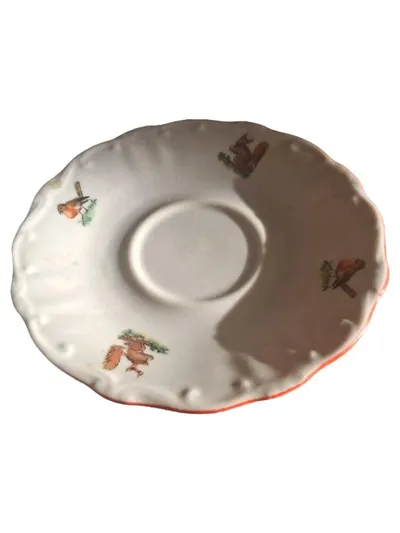 Bareuther Bavaria Untertasse Eichhörnchen Rotkehlchen Porzellan Vintage
