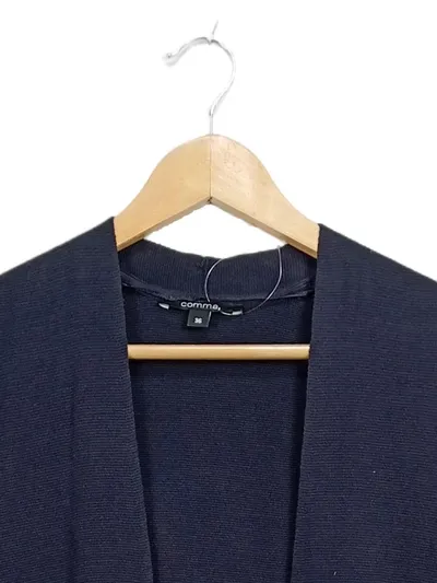 Comma Damen Strickweste lang ärmellos Taschen Dunkelblau Gr. 36 comma