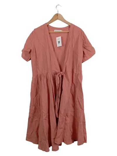 Mantaikotai Wickelkleid Damen Gr. M Leinen Rosa Sommerkleid Casual