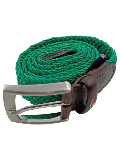 Tommy Hilfiger Herren Gürtel Geflochten Elastisch Grün Gr. 85