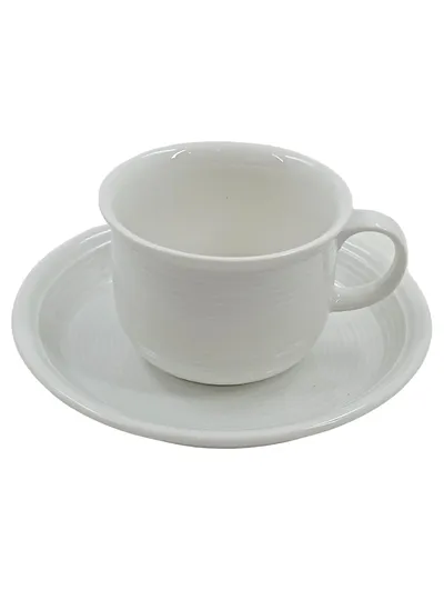 Thomas Trend Kaffeetasse mit Untertasse Weiß Porzellan Rillendekor