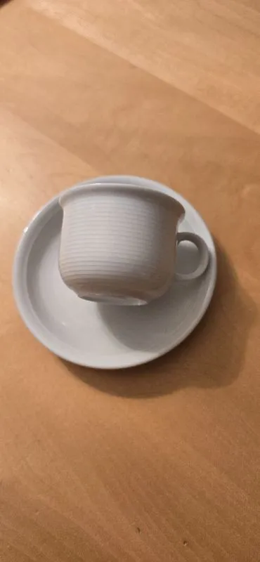Thomas Trend Kaffeetasse mit Untertasse Weiß Porzellan Rillendekor