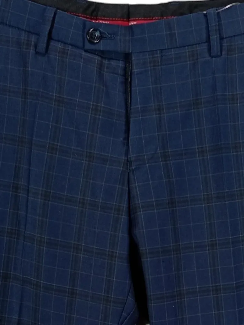 CG Club of Gents Anzughose Herren Blau Kariert Business Casual Gr. 48 2