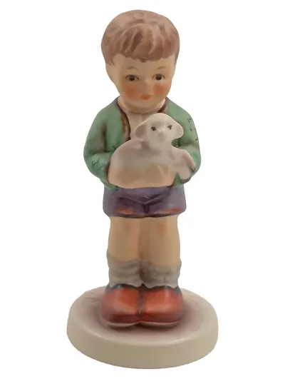 Goebel M.J. Hummel Figur Junge mit Lamm Porzellan 10cm OVP