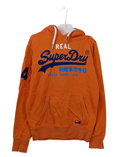 Superdry Herren Kapuzenpullover Hoodie Gr. S Orange Logo-Print Baumwolle