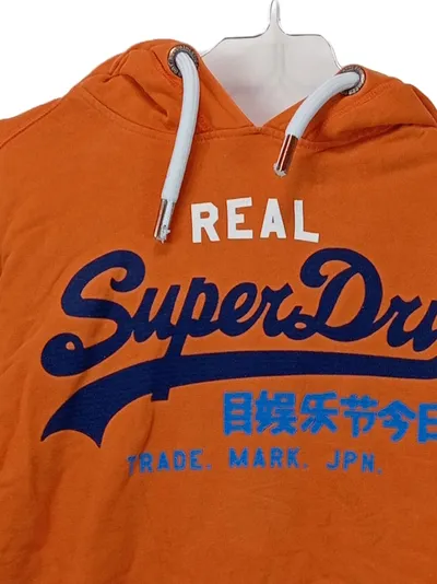 Superdry Herren Kapuzenpullover Hoodie Gr. S Orange Logo-Print Baumwolle