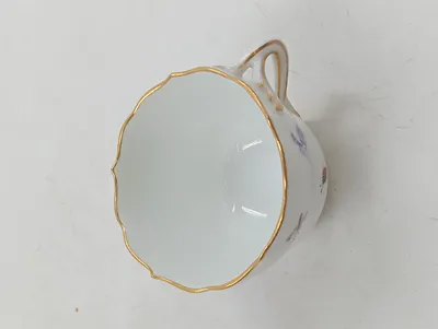 Meissen Teetasse Porzellan Blumenmuster Goldrand 200ml Weiß