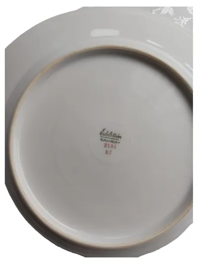 Edelstein Bavaria Essteller Porzellan Goldrand 25cm Dekor 2181 Weiß