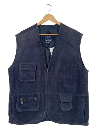 Engbers Herren Lederweste Wildleder Optik Blau Gr. M Casual Freizeit