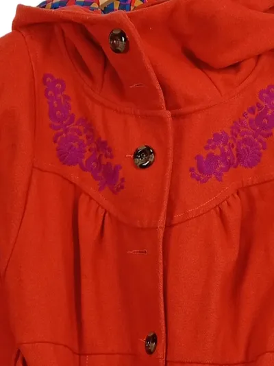 Blutsgeschwister Leichter Mantel Damen Kapuze Stickerei Orange L 42