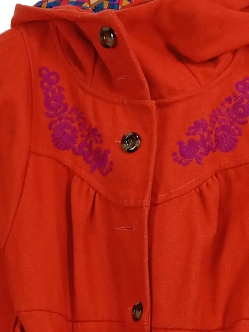 Blutsgeschwister Leichter Mantel Damen Kapuze Stickerei Orange L 42 2