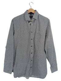 CASAMODA Herren Business Hemd Comfort Fit Gr. 40/M Weiß Geometrisch 1