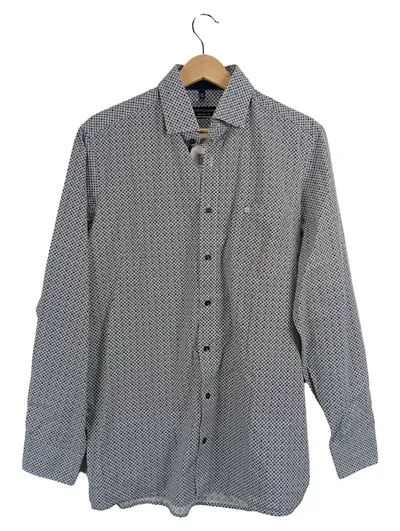 CASAMODA Herren Business Hemd Comfort Fit Gr. 40/M Weiß Geometrisch