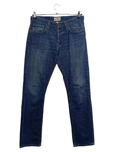 Fossil Vintage Straight Herren Jeans W32 L33 Blau Baumwolle Knopfverschluss