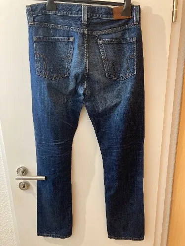 Fossil Vintage Straight Herren Jeans W32 L33 Blau Baumwolle Knopfverschluss