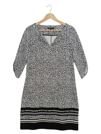 Comma Damen Sommerkleid Gr. 38/M Schwarz Weiß Animal Print Elegant