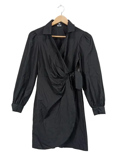Miss Selfridge Wickelkleid Damen Gr. 34 Schwarz Langarm Elegant