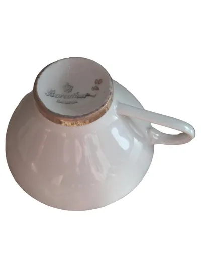Bareuther Bavaria Kaffeetasse Untertasse Porzellan Gold Blumenmuster Vintage
