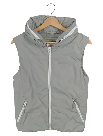 Bench. Damen Steppweste Kapuze Grau Gr. XS 34 Weste Outdoor