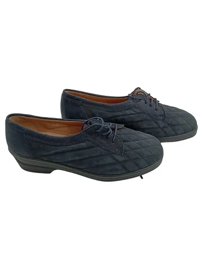 Ganter Damen Schnürschuhe Blau Gr. 40 Leder Steppoptik Komfort