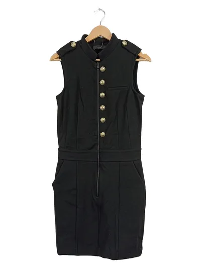 Diesel Damen Kleid Gr. 36 Schwarz Militärstil Goldknöpfe Elegant
