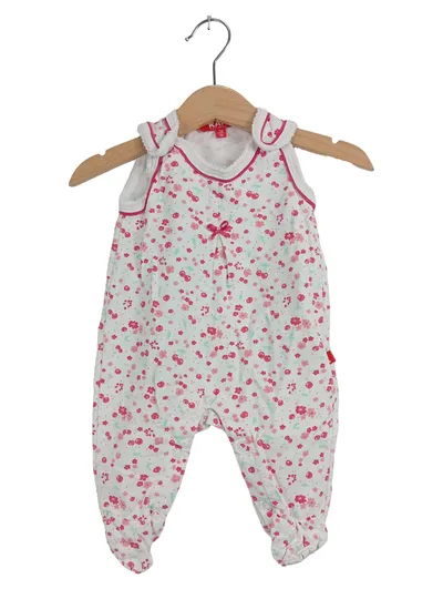 KANZ Baby Strampler Mädchen Gr. 56 Blumenmuster Rosa Weiß Baumwolle