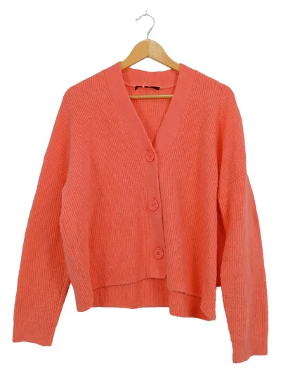 someday Damen Strickjacke Orange Gr. 40 L Casual Rippstrick
