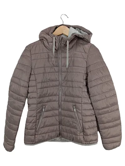 EDC Damen Steppjacke mit Kapuze Gr. S Grau Übergangsjacke