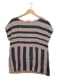 Cartoon Damen Shirt Bluse Gr. 40 Rosa Gestreift Kurzarm Casual Sommer Top 1