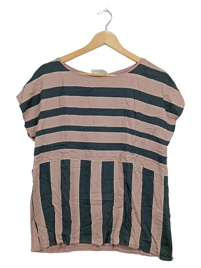 Cartoon Damen Shirt Bluse Gr. 40 Rosa Gestreift Kurzarm Casual Sommer Top