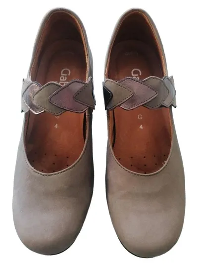 Gabor Comfort Damen Pumps Gr. 37 Grau Leder Mary Jane Absatz 5cm