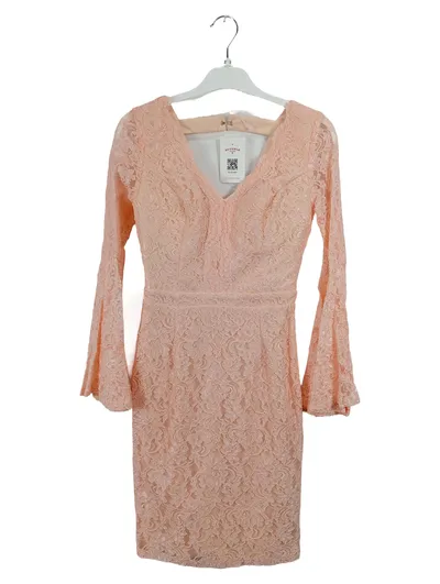 PRESTIJE Spitzenkleid Damen Gr. 32 Rosa Langarm Glockenärmel Festlich