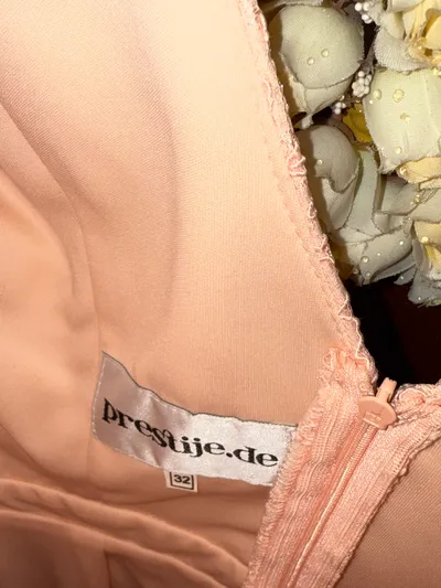 PRESTIJE Spitzenkleid Damen Gr. 32 Rosa Langarm Glockenärmel Festlich