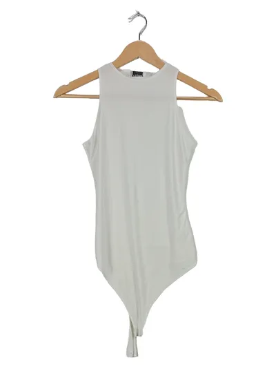 Flounce London Damen Body Gr. 34/XS Weiß Ärmellos Basic