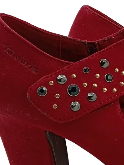Tamaris Mary Jane Pumps Damen Rot Wildleder Nieten Klettverschluss Gr. 39