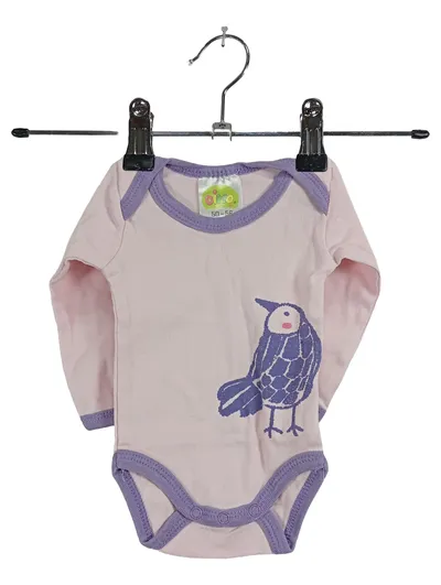 DIMO Baby Body Langarm Vogel Motiv Rosa Gr. 50/56 Baumwolle