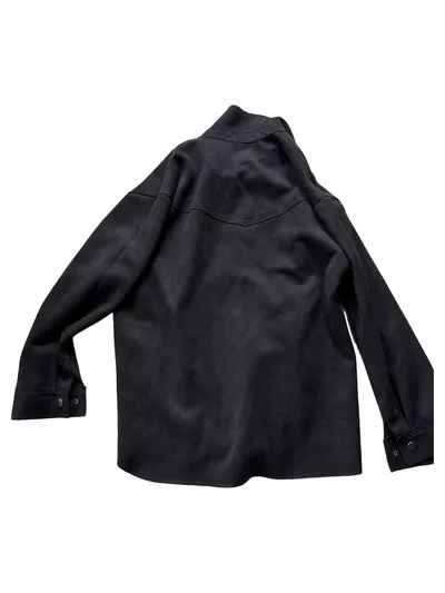 ZARA Damen Hemdjacke Shacket Schwarz Gr. S Wildlederoptik Druckknöpfe