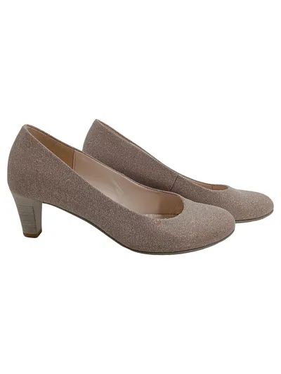 Gabor Pumps Damen Elegant Beige Glitzer Gr. 37 Festlich Slip-On Absatz 5cm