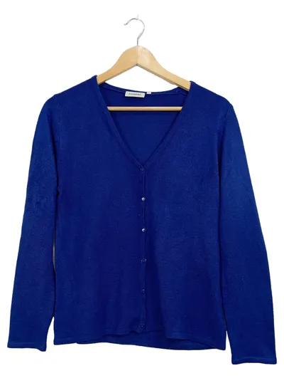 Canda Damen Strickjacke Cardigan Blau Gr. S Basic V-Ausschnitt