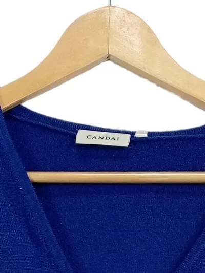 Canda Damen Strickjacke Cardigan Blau Gr. S Basic V-Ausschnitt