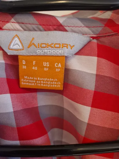 Hickory Outdoor Damen Bluse Gr. 38 Kariert Rot Grau Kurzarm Wanderhemd