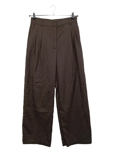 Monki Damen Stoffhose Braun Gr. 40 Wide Leg High Waist Elegant